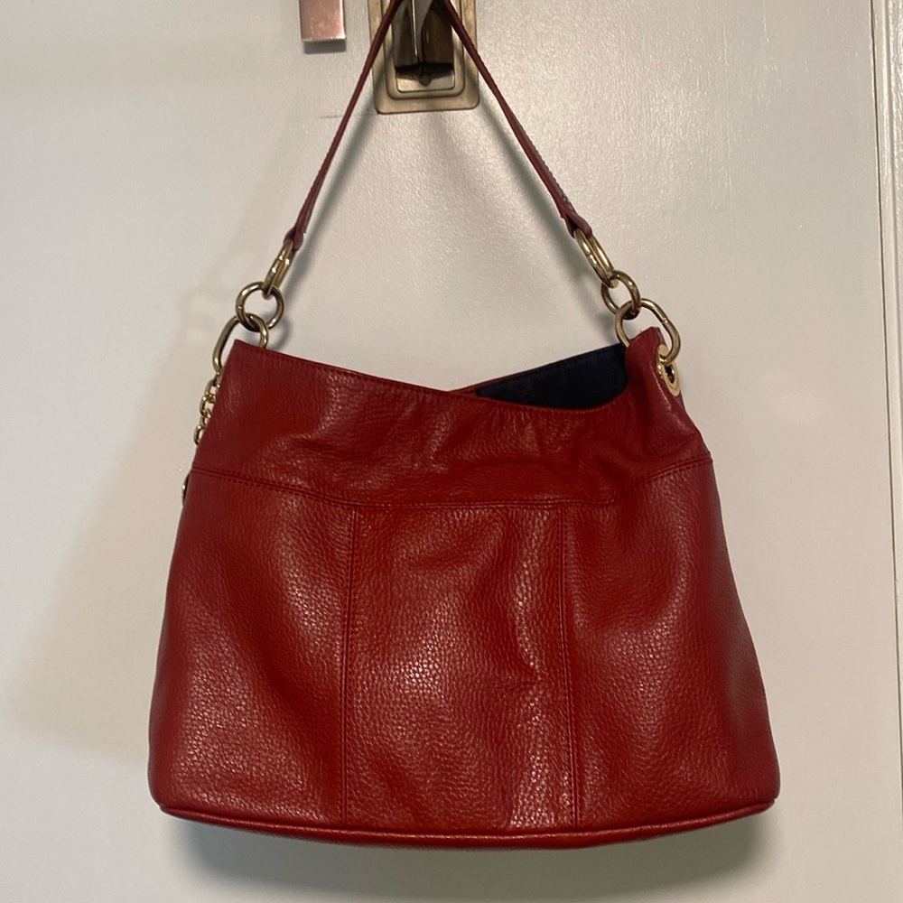 Great Cherry Red Genuine Leather Bag Like New Condition